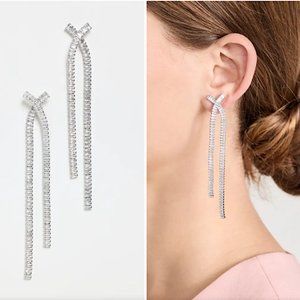 NEW ~ Anthropologie Shashi "Teagen" Kriss Kross Crystal Baguette Silver Earrings